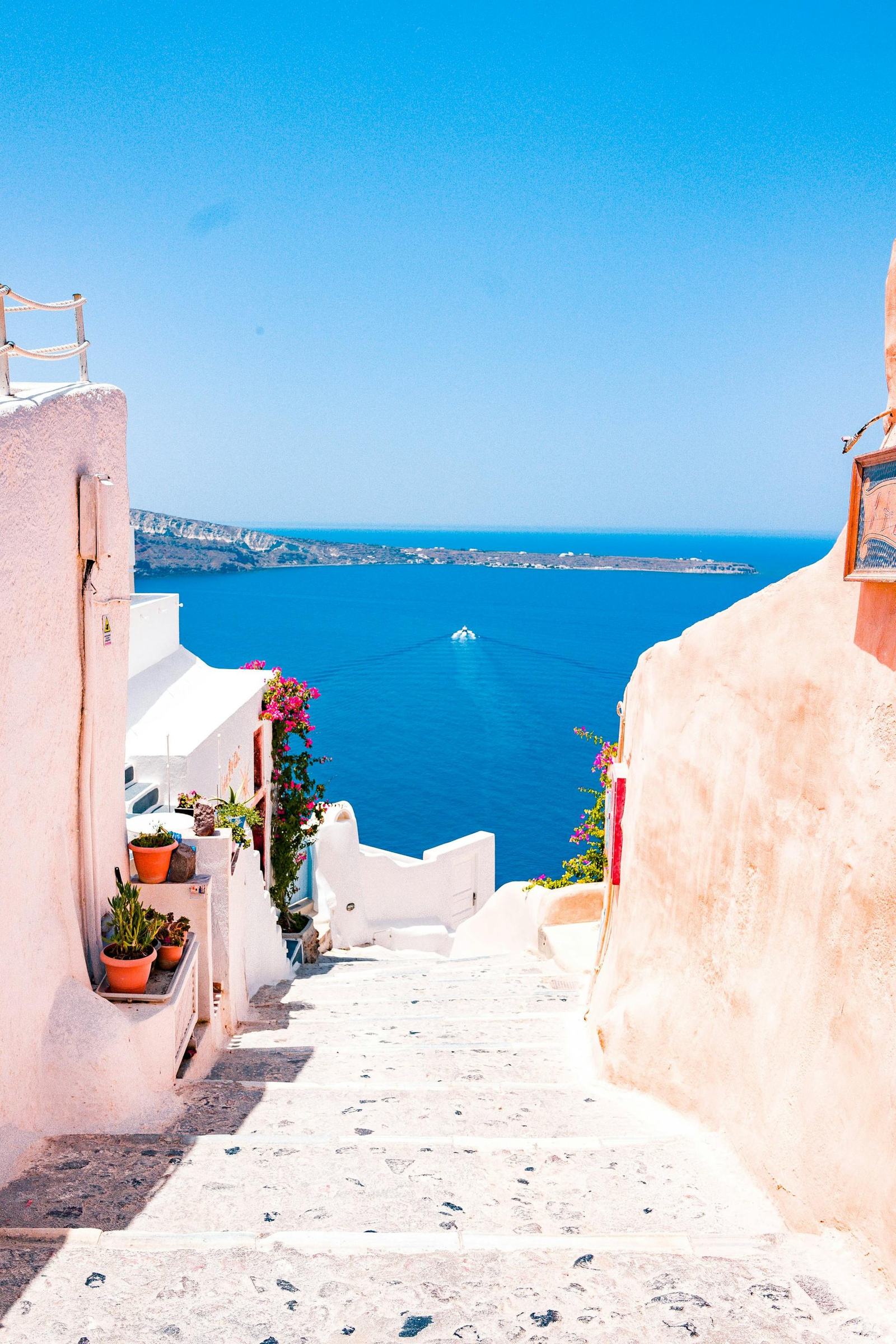 Whitewashed steps in Santorini
